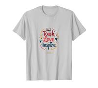 Enseigner l'amour Inspirer : Appréciation des Enseignants, Enseignants T-Shirt, Homme, Argent, XXL