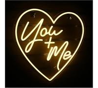 Enseignes au néon d'art suspendues Lettres colorées Intérieur Luminaires Néon Vous Et Moi Décoration De Salle Réception Fête Mariage(Jaune)