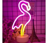 Enseignes Au Néon Pour Chambre À Coucher Avec Base De Support, Batterie Ou Usb, Décoration Lumineuse Pour La Fête D`Anniversaire De Noël Salon Chambre À Coucher Table Enfants Cadeaux. (Flamant)
