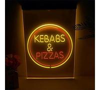 Enseignes Lumineuses Au Néon Kebabs Et Pizzas Lettres Enseigne Au Néon LED Personnalisable Kebabs Pizzas Veilleuses LED Néons Panneau Lumineux à Suspendre Au Mur, Red Yellow
