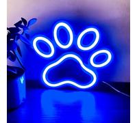 Enseignes Lumineuses pour Décoration Murale,Panneau Lumineux Néon Alimenté par Batterie ou USB,Lumières Néon de jeu d'Anime en forme de patte de chien pour chambre de garçons adolescents(Bleu)