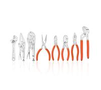 Ensemb de pinces et de clés ValueMax 8 pièces, comprenant une pince de monteur de lignes, une pince-étau, une pince à bec effilé, une pince à joint rainuré et une pince à glissement