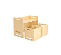 Ensemble 1 Table et 2 Chaises en Bois Hauteur Réglable pour Enfants Dessiner Lire
