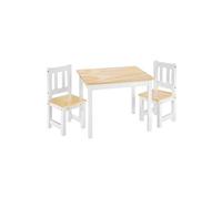 Ensemble 1 table et 2 chaises, table d'activité en bois en bois de pin blanc
