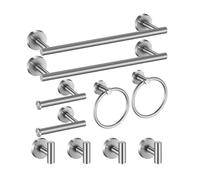 Ensemble 10 PCS porte-serviettes - Acier inoxydable 304 - Barre 40cm, porte-papier, anneau, crochets - Pour salle de bain et