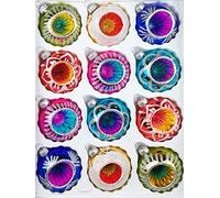 Ensemble 12 Verre Boules de Noël en Couleur Classique Antique Style - décorations pour Arbres - Sapin - Arbre de Noël