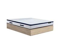 Ensemble 140 x 190 cm sommier coffre avec tiroir naturel clair + matelas hybride ressorts ensachés ép.30cm - MARQUIS de PALACIO