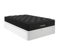 Ensemble 140 x 190 cm sommier coffre blanc + matelas ressorts ensachés surmatelas intégré ép.28cm - BLACK DREAM de YSMÉE
