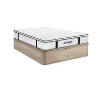 Ensemble 140 x 190 cm sommier coffre naturel clair + matelas anti-feu ressorts ensachés et surmatelas intégré ép.28cm - DELICE de YSMEE HÔTEL