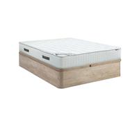 Ensemble 140 x 190 cm sommier coffre naturel clair + matelas hybride ressorts ensachés 7 zones mousse à mémoire de forme ép.25cm - IONIA de DREAMEA