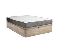 Ensemble 140 x 190 cm sommier coffre naturel clair + matelas mousse et accueil mémoire de forme 11 zones ép.22cm - DANEVO de YSMEE