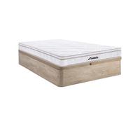 Ensemble 140 x 190 cm sommier coffre naturel clair + matelas ressorts 3 zones et mémoire de forme ép.20cm - WOLKENTANZ de YSMEE