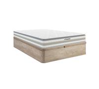Ensemble 140 x 190 cm sommier coffre naturel clair + matelas ressorts ensachés et surmatelas intégré ép.29cm - CANTERBURY de YSMEE