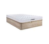 Ensemble 140 x 190 cm sommier coffre naturel clair + matelas ressorts et mémoire de forme ép.15cm - WOLKENLOS de YSMÉE