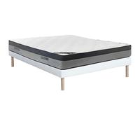 Ensemble 140 x 190 cm sommier tapissier + matelas hybride ressorts ensachés 7 zones et mémoire de forme ép.30cm - ILYROS de YSMÉE