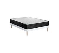 Ensemble 140 x 190 cm sommier tapissier + matelas mousse et coutil bambou ép.25cm - BERENDI de NATUREA