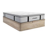 Ensemble 140 x 200 cm sommier coffre naturel clair + matelas ressorts ensachés surmatelas intégré ép.28cm - AMERICAN DREAM de YSMÉE