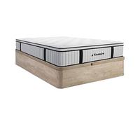 Ensemble 140 x 200 cm sommier coffre naturel clair + matelas ressorts ensachés surmatelas intégré ép.28cm - AMERICAN DREAM de YSMEE