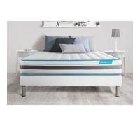 Ensemble 140x190 matelas BodyFlex ressorts ensaches et memoire de forme + sommier kit blanc