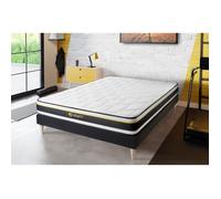 Ensemble 140x190 Matelas Soft + sommier kit Noir | Epaisseur : 19 cm | Confort : Très Ferme