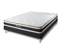 Ensemble 140x190 Matelas Soft + sommier kit Noir | Epaisseur : 19 cm | Confort : Très Ferme