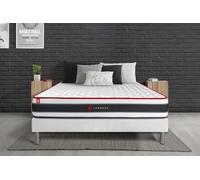 Ensemble 140x200 Matelas Energy Ressorts Ensaches Et Memoire De Forme + Sommier Kit Blanc
