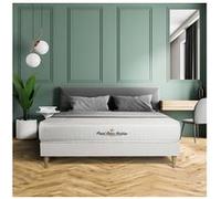 Ensemble 140x200 matelas LANCASTER ressorts ensachés et mémoire de forme + sommier kit blanc G