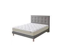 Ensemble 140x200 + tête de lit Matelas polylatex 80 kg/m³ sommier gris