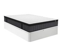 Ensemble 160 x 200 cm sommier coffre blanc + matelas hybride ressorts ensachés 7 zones et gel à mémoire de forme ép.25cm - TOLCA de YSMÉE
