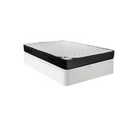 Ensemble 160 x 200 cm sommier coffre blanc + matelas mousse et coutil bambou ép.25cm - BERENDI de NATUREA