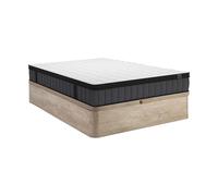 Ensemble 160 x 200 cm sommier coffre naturel clair + matelas hybride ressorts ensachés 7 zones et gel à mémoire de forme ép.25cm - TOLCA de YSMEE