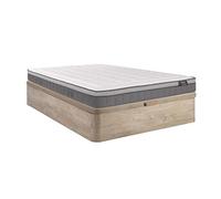 Ensemble 160 x 200 cm sommier coffre naturel clair + matelas hybride ressorts ensachés 7 zones et mémoire de forme ép.30cm - ASGARD de YSMEE