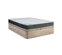 Ensemble 160 x 200 cm sommier coffre naturel clair + matelas hybride ressorts ensachés 7 zones et mémoire de forme ép.25cm - TIAMAT de DREAMEA