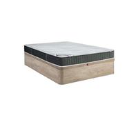 Ensemble 160 x 200 cm sommier coffre naturel clair + matelas hybride ressorts ensachés 7 zones et mémoire de forme ép.25cm - TIAMAT de DREAMEA