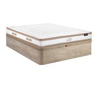 Ensemble 160 x 200 cm sommier coffre naturel clair + matelas hybride ressorts ensachés 7 zones et mousse à mémoire de forme ép.28cm - MEYANI de YSMÉE