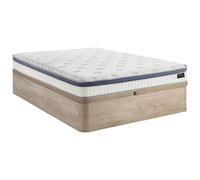 Ensemble 160 x 200 cm sommier coffre naturel clair + matelas hybride ressorts ensachés 7 zones mémoire de forme et latex ép.25cm - MALAO de PALACIO