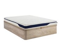 Ensemble 160 x 200 cm sommier coffre naturel clair + matelas mousse HD 7 zones et accueil gel à mémoire de forme déhoussable ép.22cm - FAGANI de