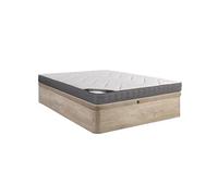 Ensemble 160 x 200 cm sommier coffre naturel clair + matelas ressorts ensachés 5 zones accueil mémoire de forme ép.23cm - BABYLONE de YSMEE