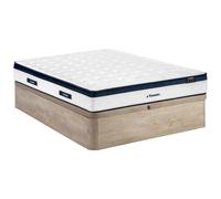 Ensemble 160 x 200 cm sommier coffre naturel clair + matelas ressorts ensachés 5 zones coutil rafraichissant ép.28cm - KOROVOU de YSMÉE