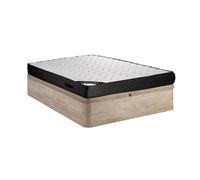 Ensemble 160 x 200 cm sommier coffre naturel clair + matelas ressorts ensachés 7 zones et mémoire de forme ép.24cm - MERISI de YSMEE
