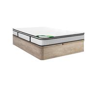 Ensemble 160 x 200 cm sommier coffre naturel clair + matelas ressorts ensachés 7 zones surmatelas intégré et coutil bambou ép.23cm - TAREVO de NATUREA
