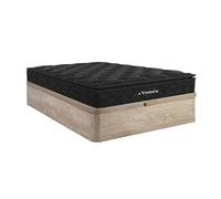 Ensemble 160 x 200 cm sommier coffre naturel clair + matelas ressorts ensachés surmatelas intégré ép.28cm - BLACK DREAM de YSMÉE