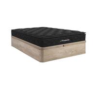Ensemble 160 x 200 cm sommier coffre naturel clair + matelas ressorts ensachés surmatelas intégré ép.28cm - BLACK DREAM de YSMEE
