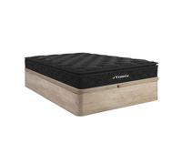 Ensemble 160 x 200 cm sommier coffre naturel clair + matelas ressorts ensachés surmatelas intégré ép.28cm - BLACK DREAM de YSMEE