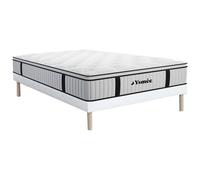 Ensemble 160 x 200 cm sommier + matelas ressorts ensachés surmatelas intégré ép.28cm - AMERICAN DREAM de DREAMEA