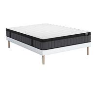 Ensemble 160 x 200 cm sommier tapissier + matelas hybride ressorts ensachés 7 zones et gel à mémoire de forme ép.25cm - TOLCA de YSMÉE