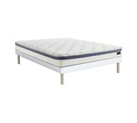 Ensemble 160 x 200 cm sommier tapissier + matelas hybride ressorts ensachés 7 zones mémoire de forme et latex ép.25cm - MALAO de PALACIO