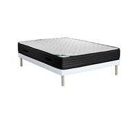 Ensemble 160 x 200 cm sommier tapissier + matelas mousse et coutil bambou ép.25cm - BERENDI de NATUREA