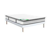 Ensemble 160 x 200 cm sommier tapissier + matelas ressorts ensachés 7 zones surmatelas intégré et coutil bambou ép.26cm - MIREZA de