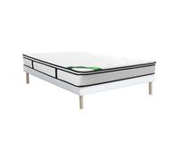 Ensemble 160 x 200 cm sommier tapissier + matelas ressorts ensachés 7 zones surmatelas intégré et coutil bambou ép.23cm - TAREVO de NATUREA
